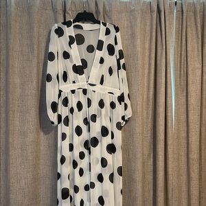New Sheer Black and White Polka Dot Cover Up